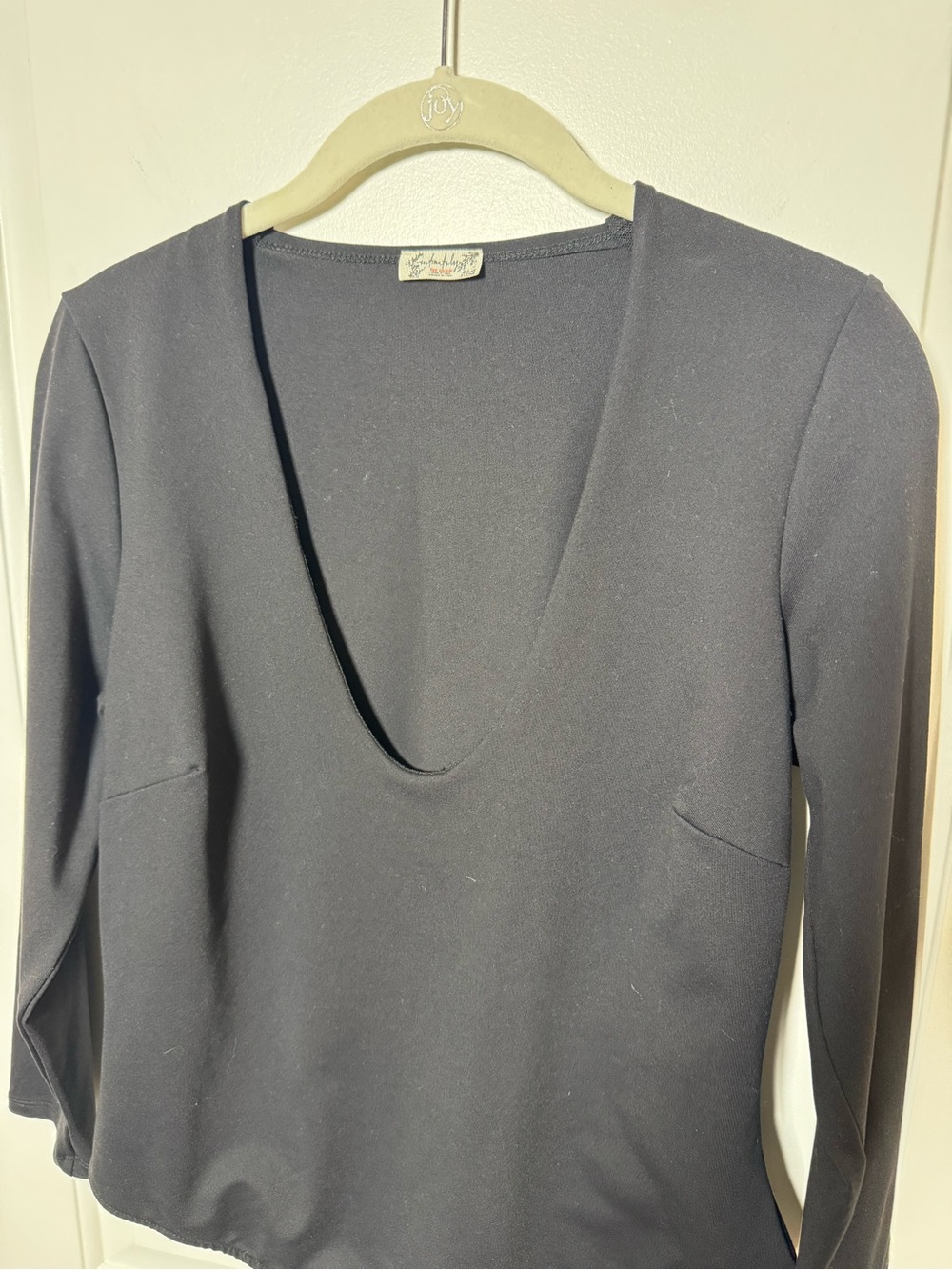 Intimately Free People Turnt Black Plunge Long Sleeve Bodysuit Size M